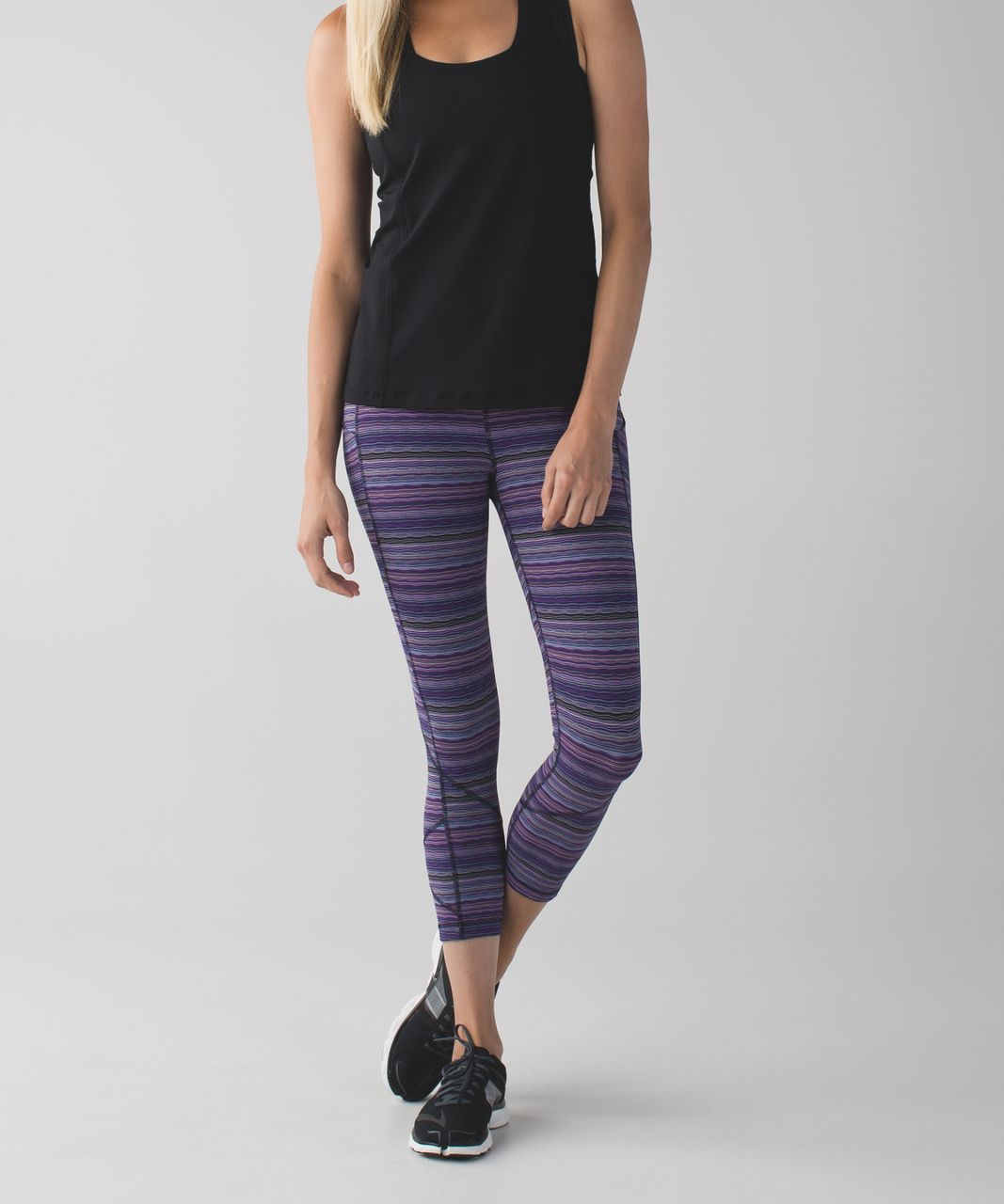 Lululemon Pace Rival Crop Peacock Blue Stripe Athletic Leggings