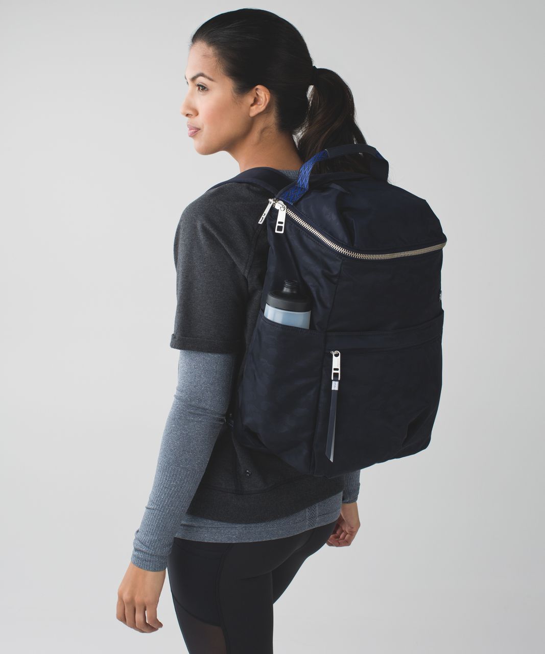 Lululemon Around Town Backpack - Cherry Cheetah Embossed Naval Blue