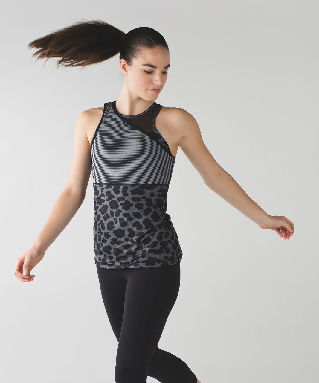 Lululemon Meshed Up Tank - Mini Pop Stripe Heathered Slate Black