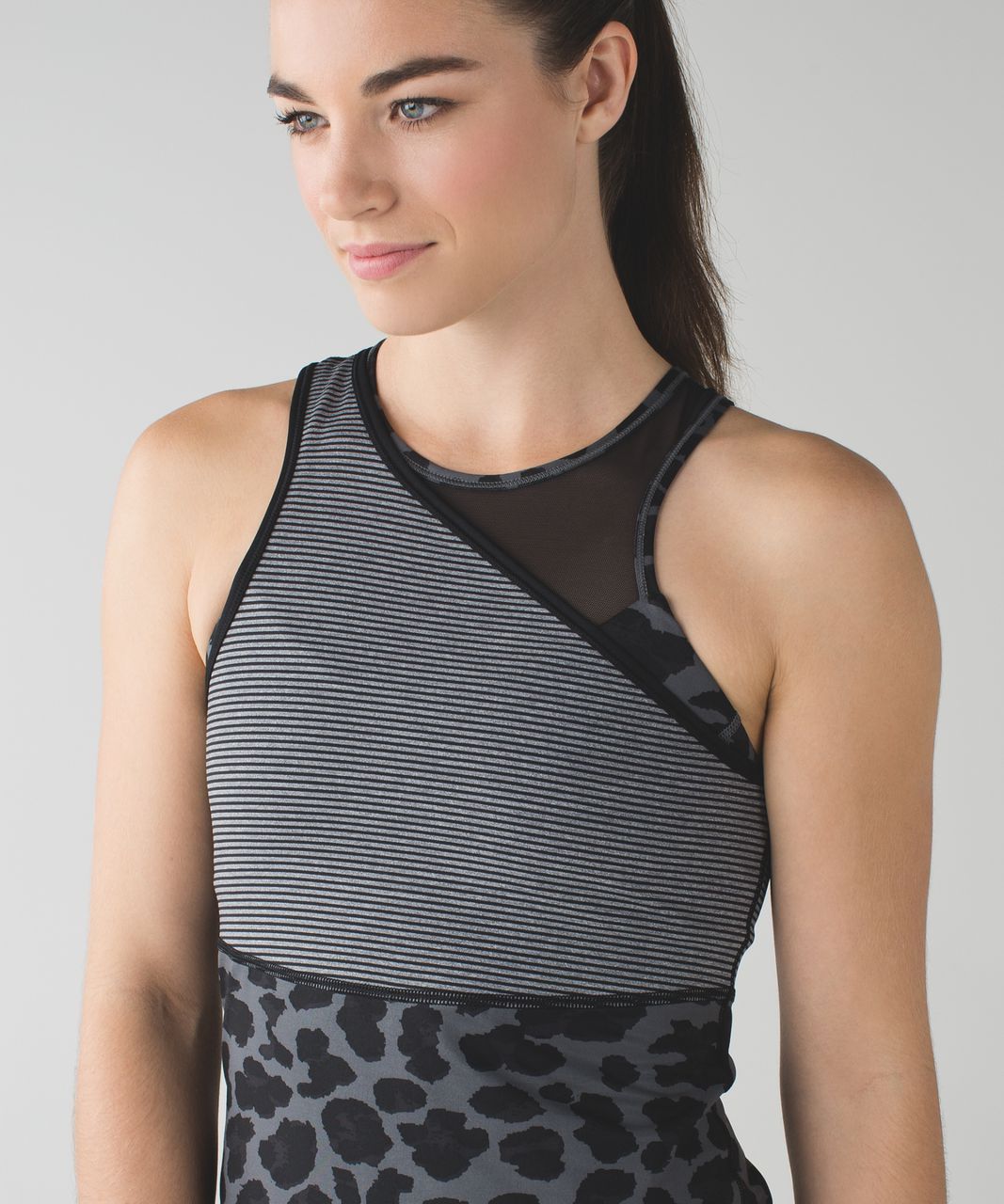 Lululemon Meshed Up Tank - Mini Pop Stripe Heathered Slate Black