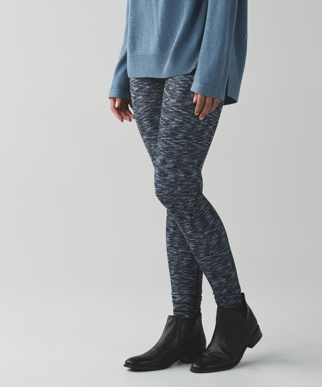 Lululemon Wunder Under Pant (Hi-Rise) - Luon Variegated Knit Black  Heathered Black - lulu fanatics