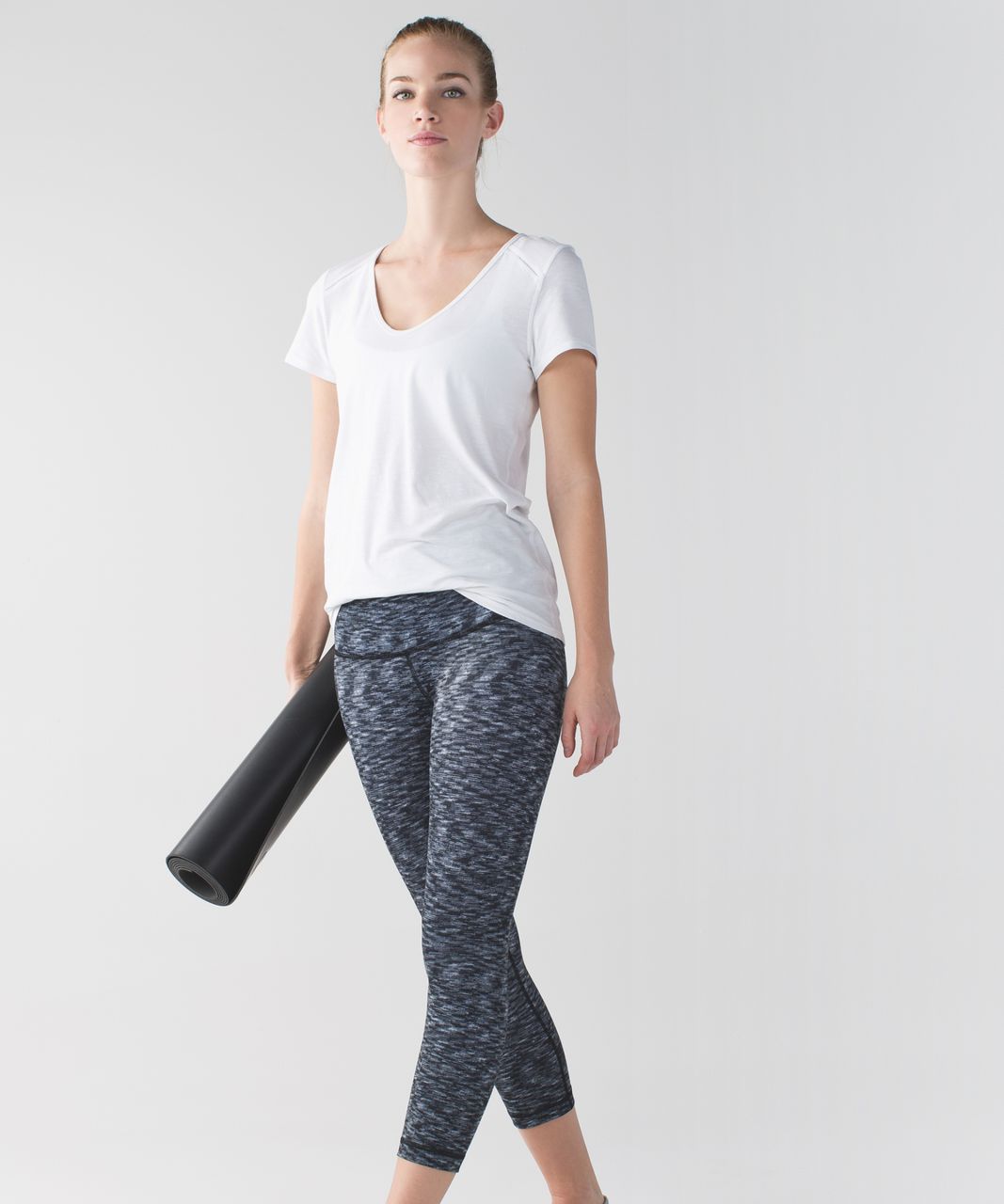 Lululemon Wunder Under Crop (Hi-Rise) - Dramatic Static White Black