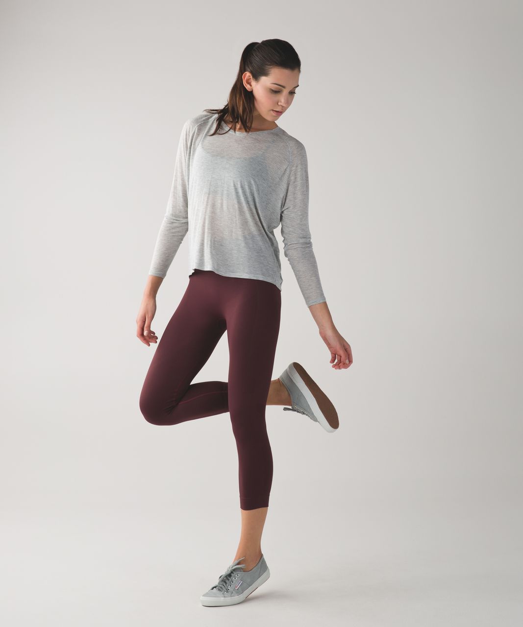 Lululemon Zone In Crop - Bordeaux Drama