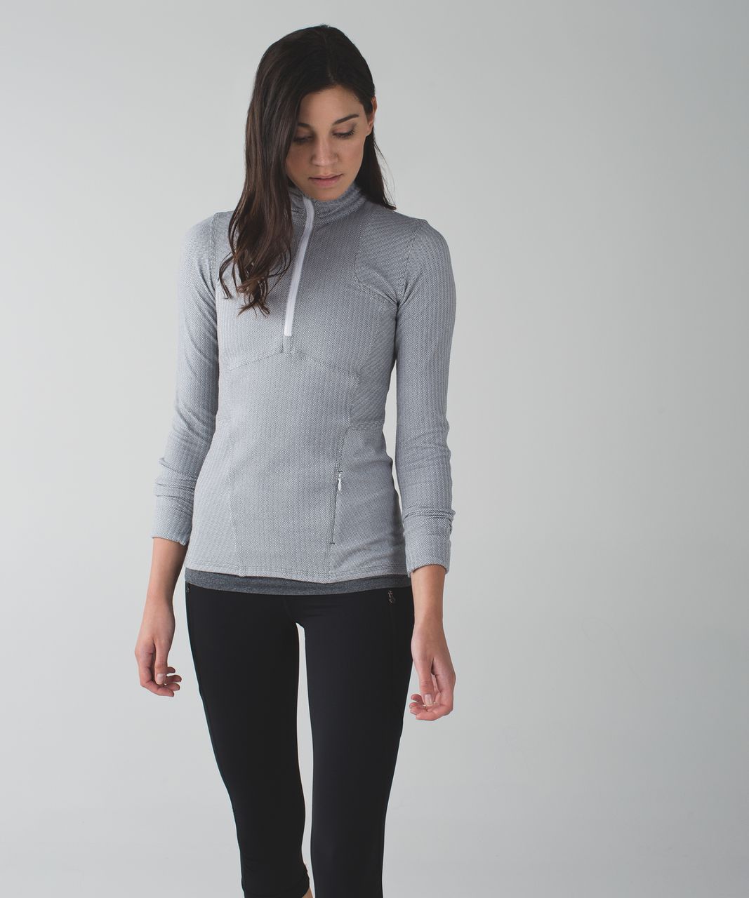 Lululemon Kanto Catch Me 1/2 Zip - Heathered Herringbone Heathered White  Slate - lulu fanatics