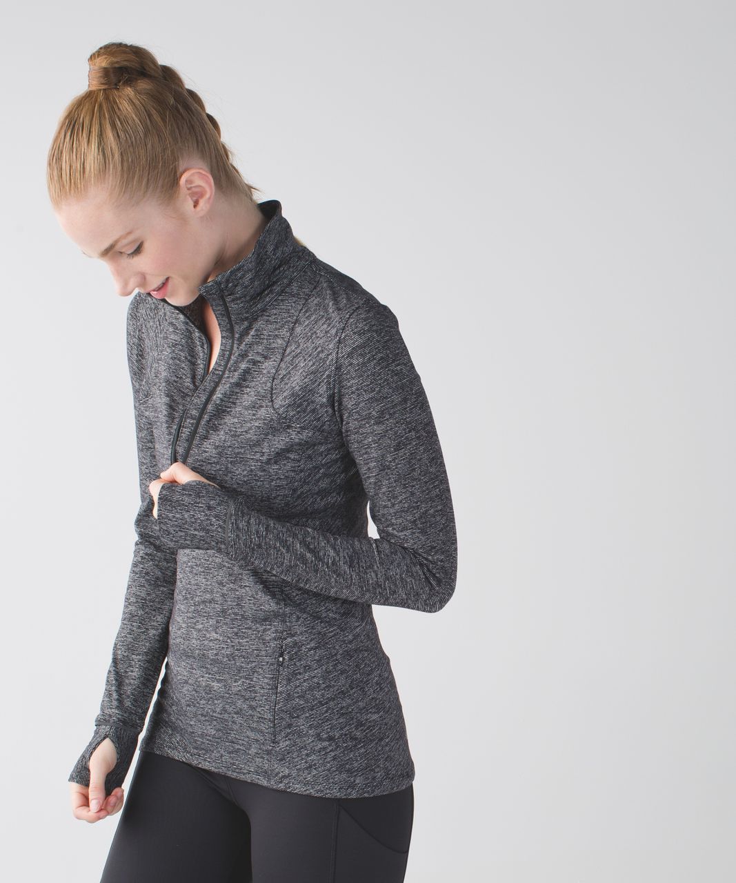 Lululemon Kanto Catch Me 1/2 Zip - Wee Stripe Black Heathered Black