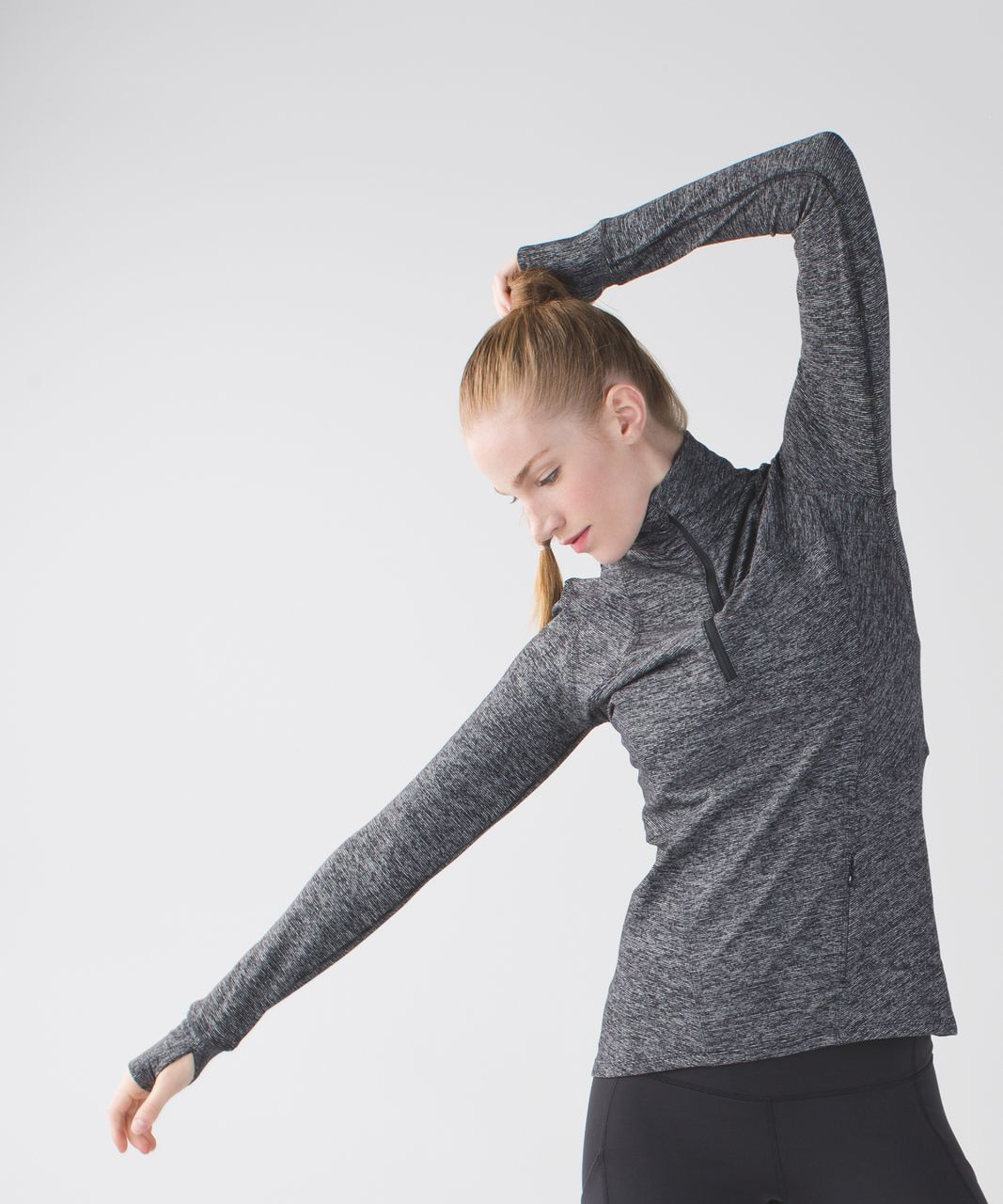 Lululemon Kanto Catch Me 1/2 Zip - Heathered Herringbone Heathered Black  Black - lulu fanatics