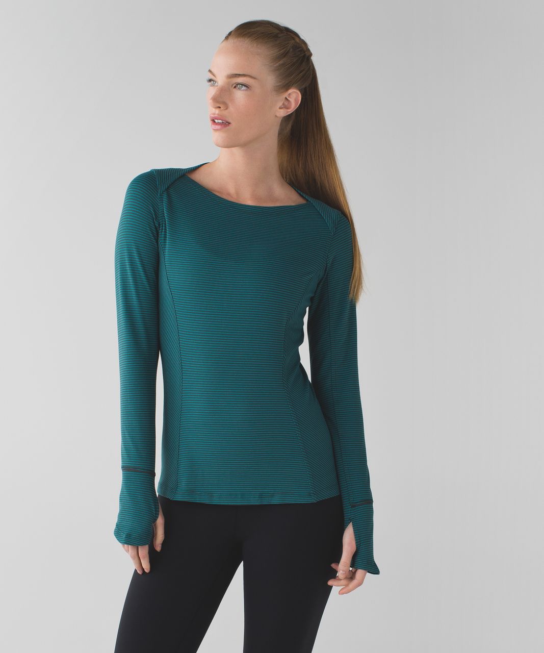 Lululemon Kanto Catch Me Long Sleeve - Mini Pop Stripe Dark Fuel Forage Teal