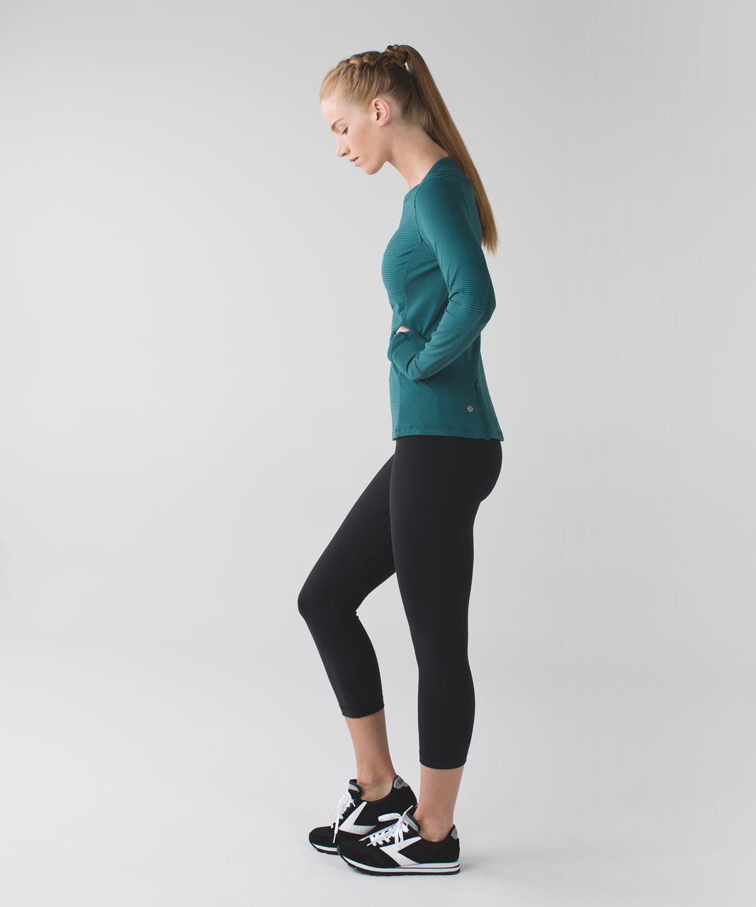 Lululemon Kanto Catch Me Long Sleeve - Mini Pop Stripe Dark Fuel Forage Teal