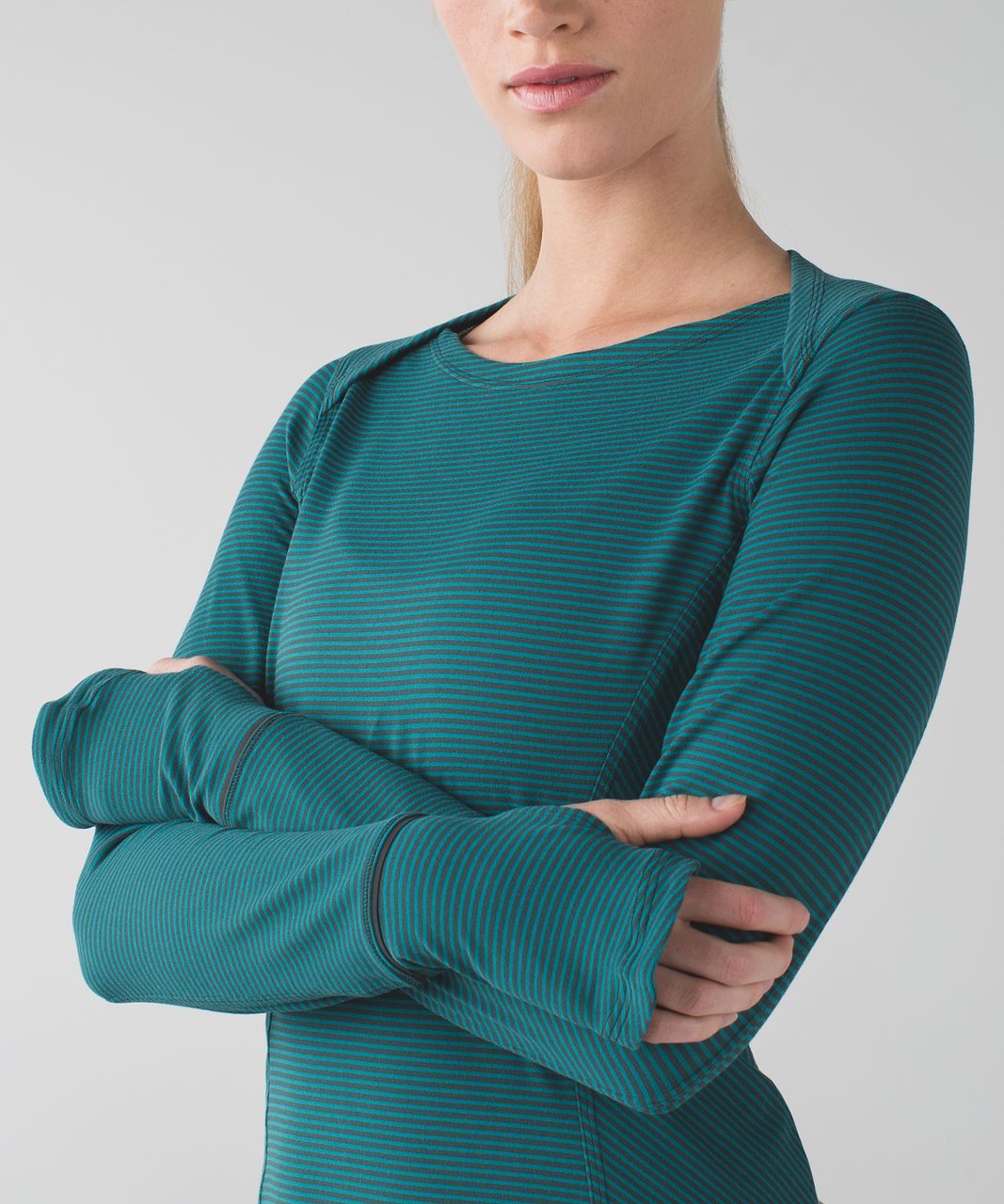 Lululemon Kanto Catch Me Long Sleeve - Mini Pop Stripe Dark Fuel Forage Teal