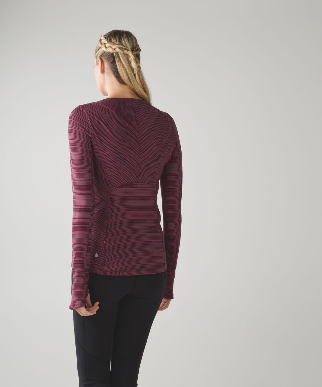 Lululemon Kanto Catch Me Long Sleeve - Kanto Stripe Wine Berry Black