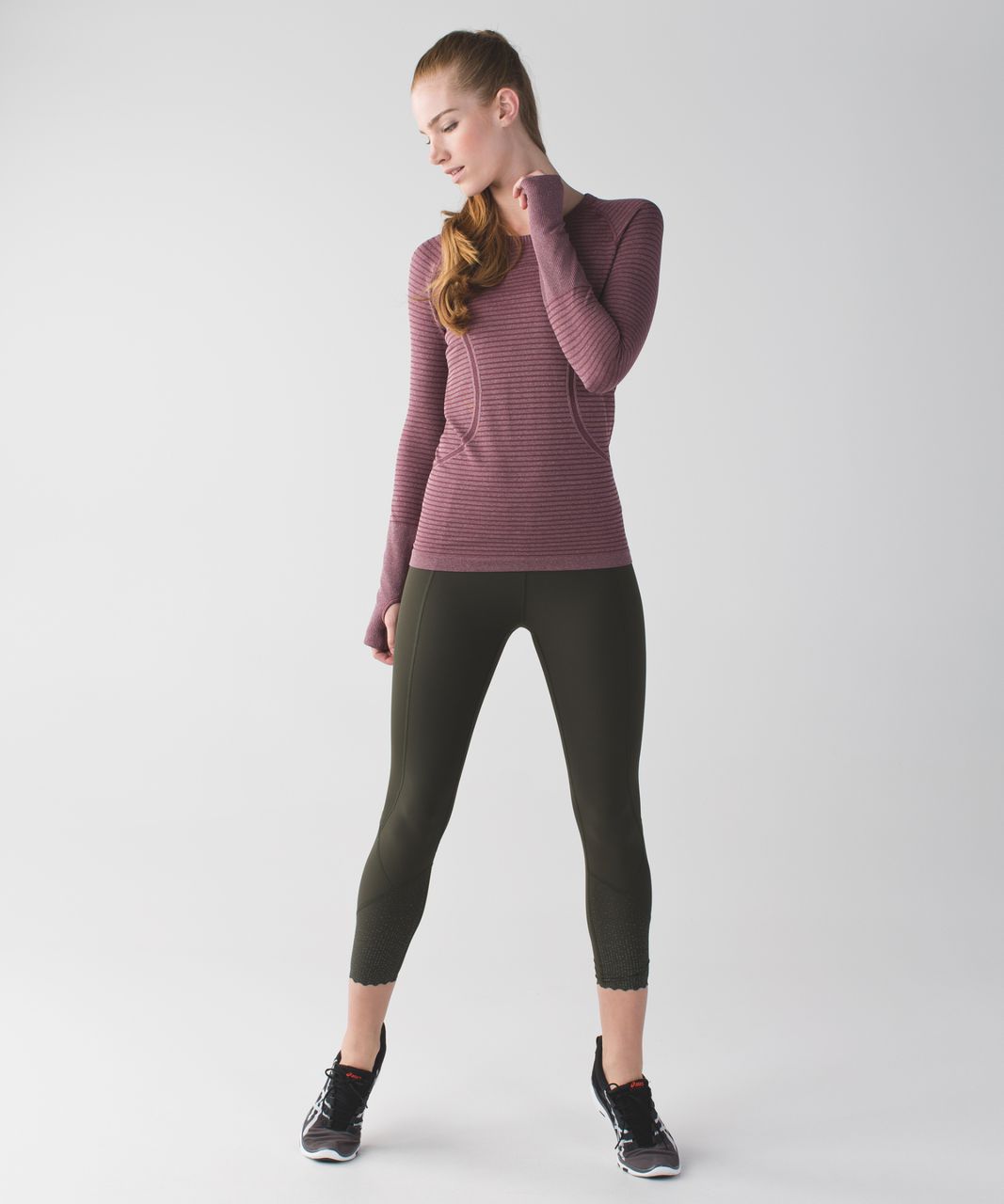 Lululemon Swiftly Tech Long Sleeve Crew - Heathered Bordeaux Drama