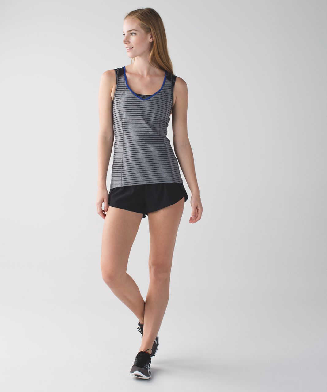 Lululemon Super Sport Tank - Parallel Stripe Heathered Slate Black / Cherry  Cheetah Dark Slate Black - lulu fanatics