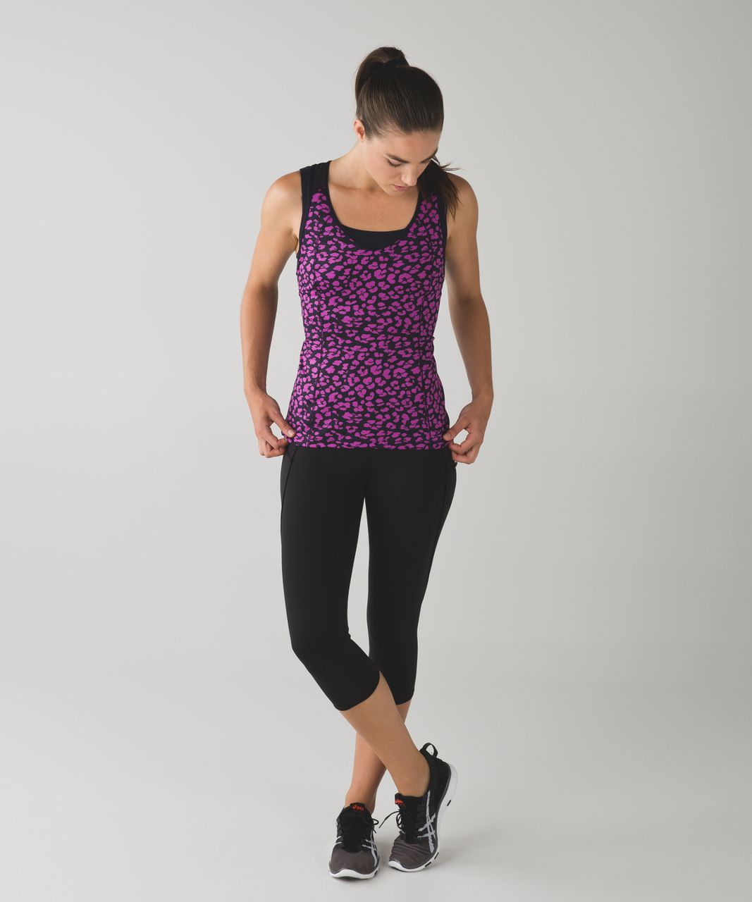 Lululemon Super Sport Tank - Mini Cherry Cheetah Ultra Violet Naval Blue / Naval Blue