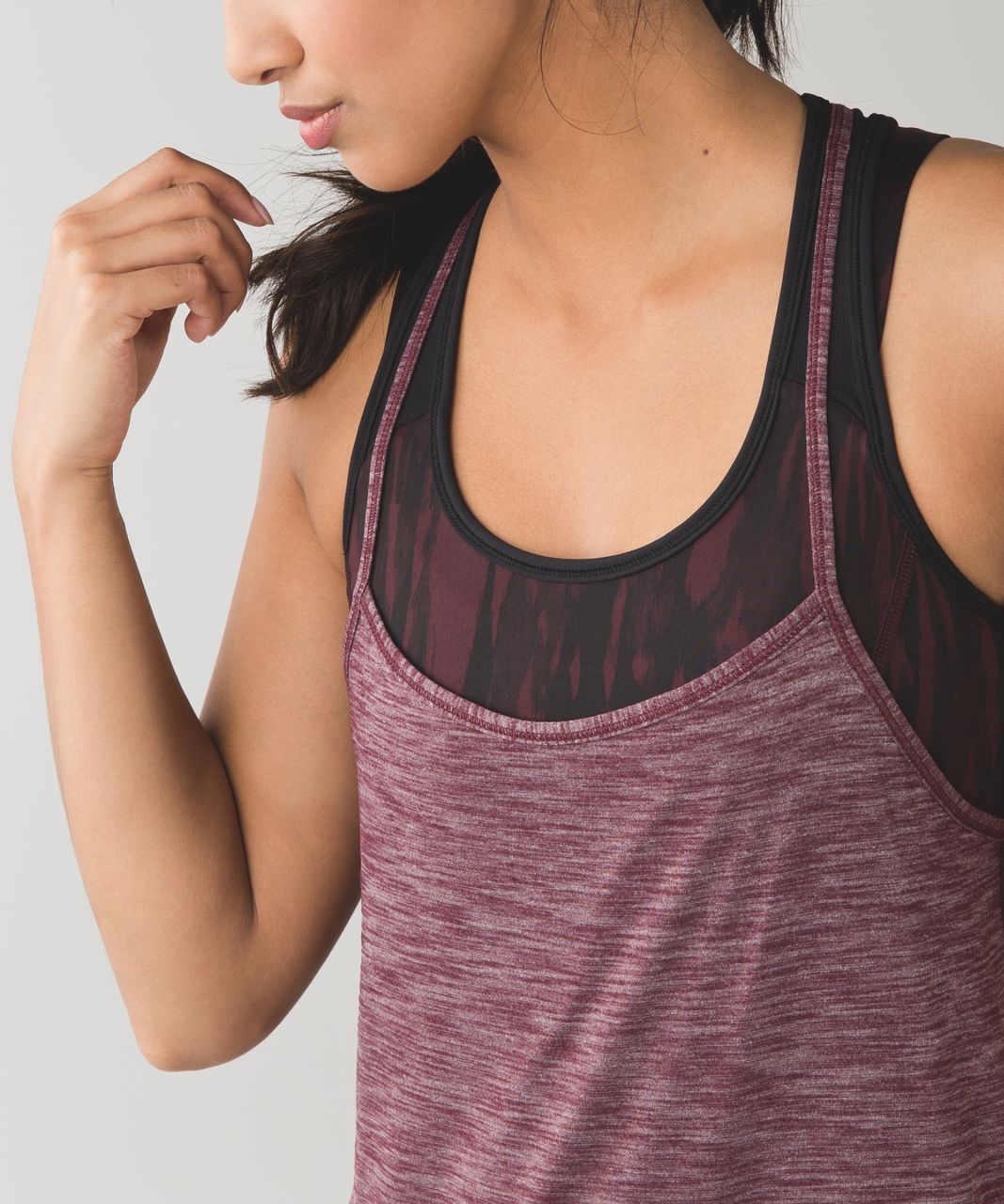 Lululemon Tough It Out Tank - Heathered Bordeaux Drama / Painted Animal Bordeaux Drama Black