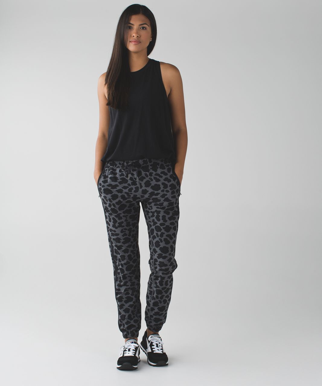 Lululemon Track To Reality Pant III - Cherry Cheetah Dark Slate Black / Black