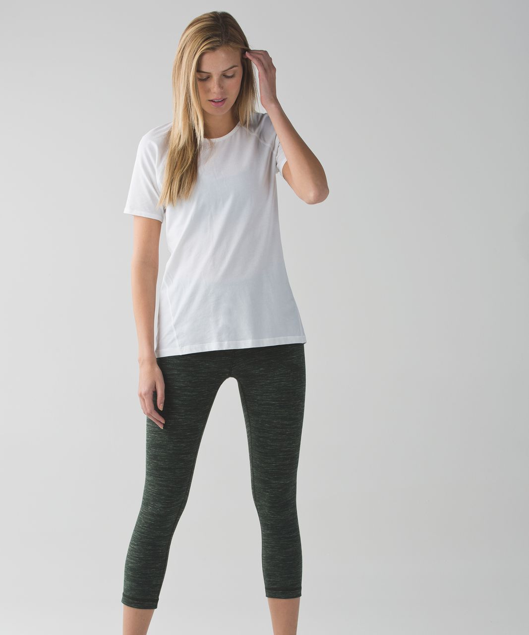 Lululemon Wunder Under Crop III - Heathered Slate - lulu fanatics