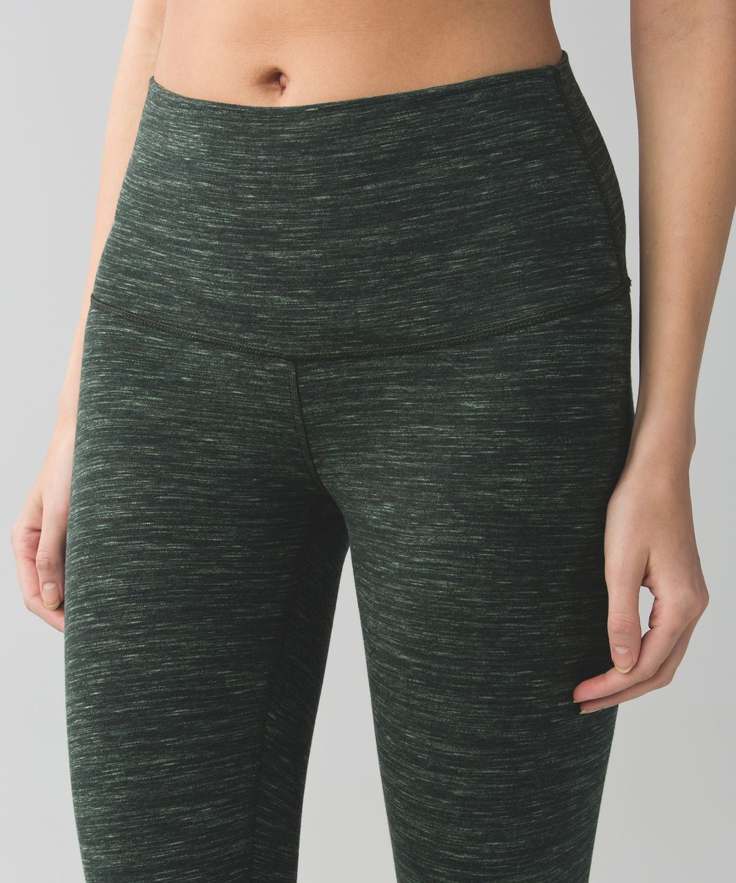 Lululemon Wunder Under Crop (Hi-Rise) *Cotton - Heathered Rain Touch Gator Green