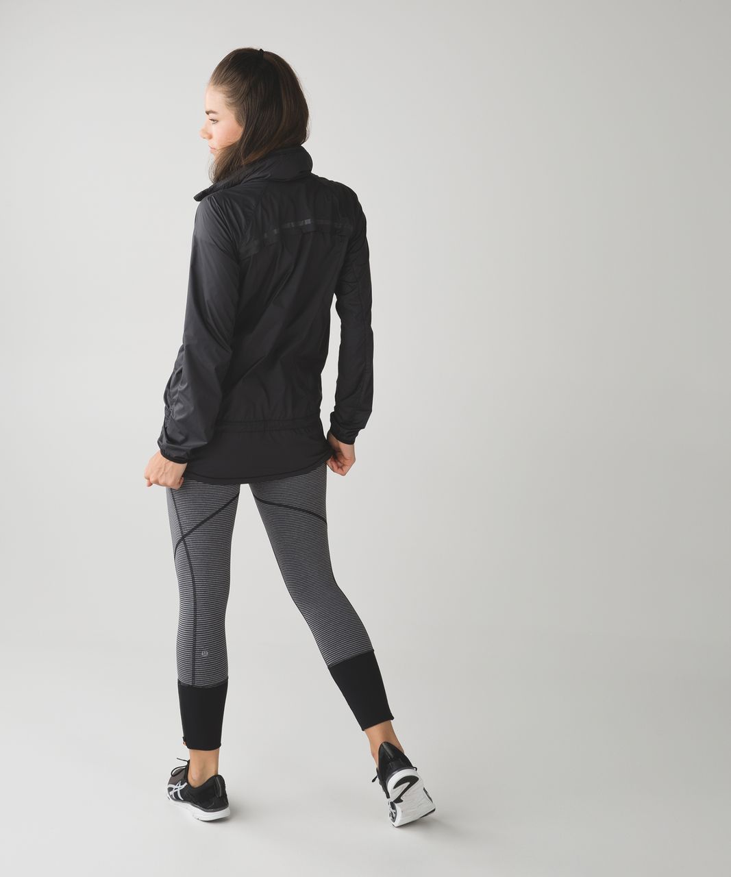 Lululemon Rebel Runner Crop - Mini Pop Stripe Heathered Slate Black / Black