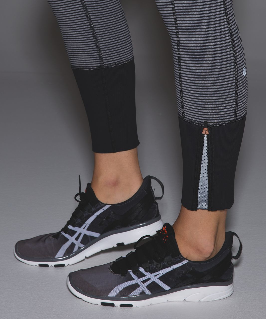 Lululemon Rebel Runner Crop - Mini Pop Stripe Heathered Slate Black / Black