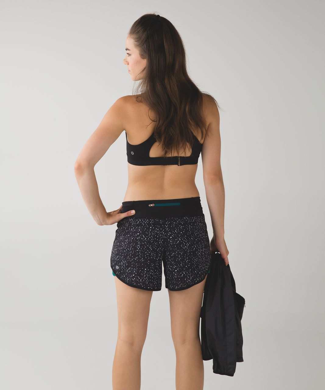 Lululemon Kanto Catch Me Short - Butterfly Texture Black White / Forage Teal