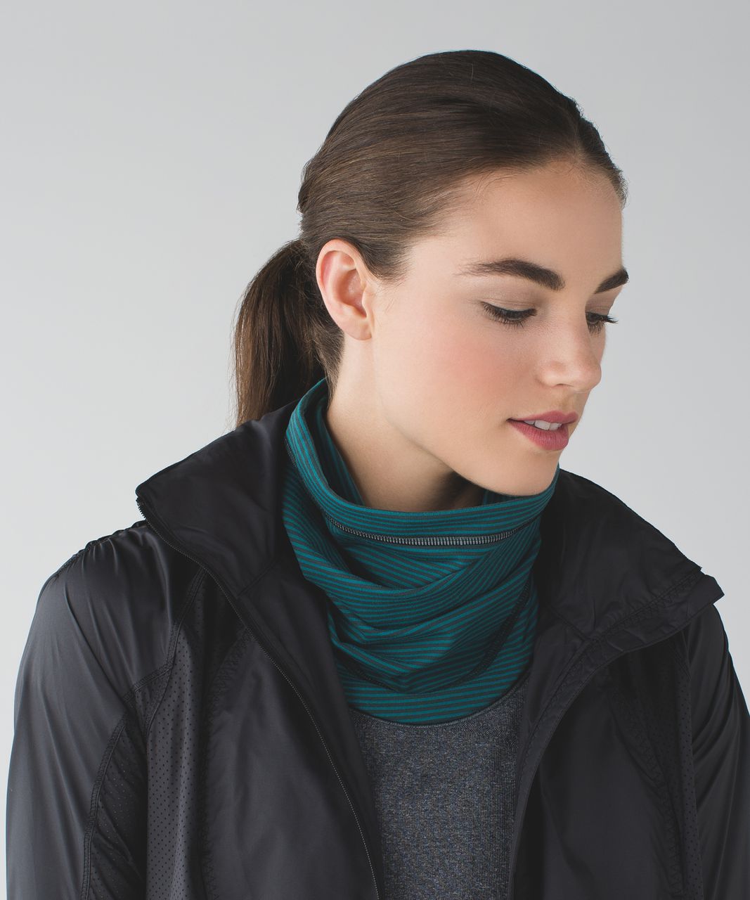 Lululemon Run And Done Neck Warmer - Mini Pop Stripe Dark Fuel Forage Teal