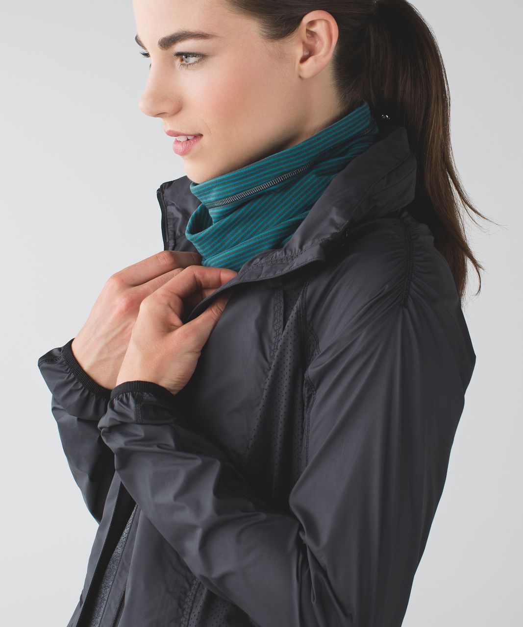 Lululemon Run And Done Neck Warmer - Mini Pop Stripe Dark Fuel Forage Teal