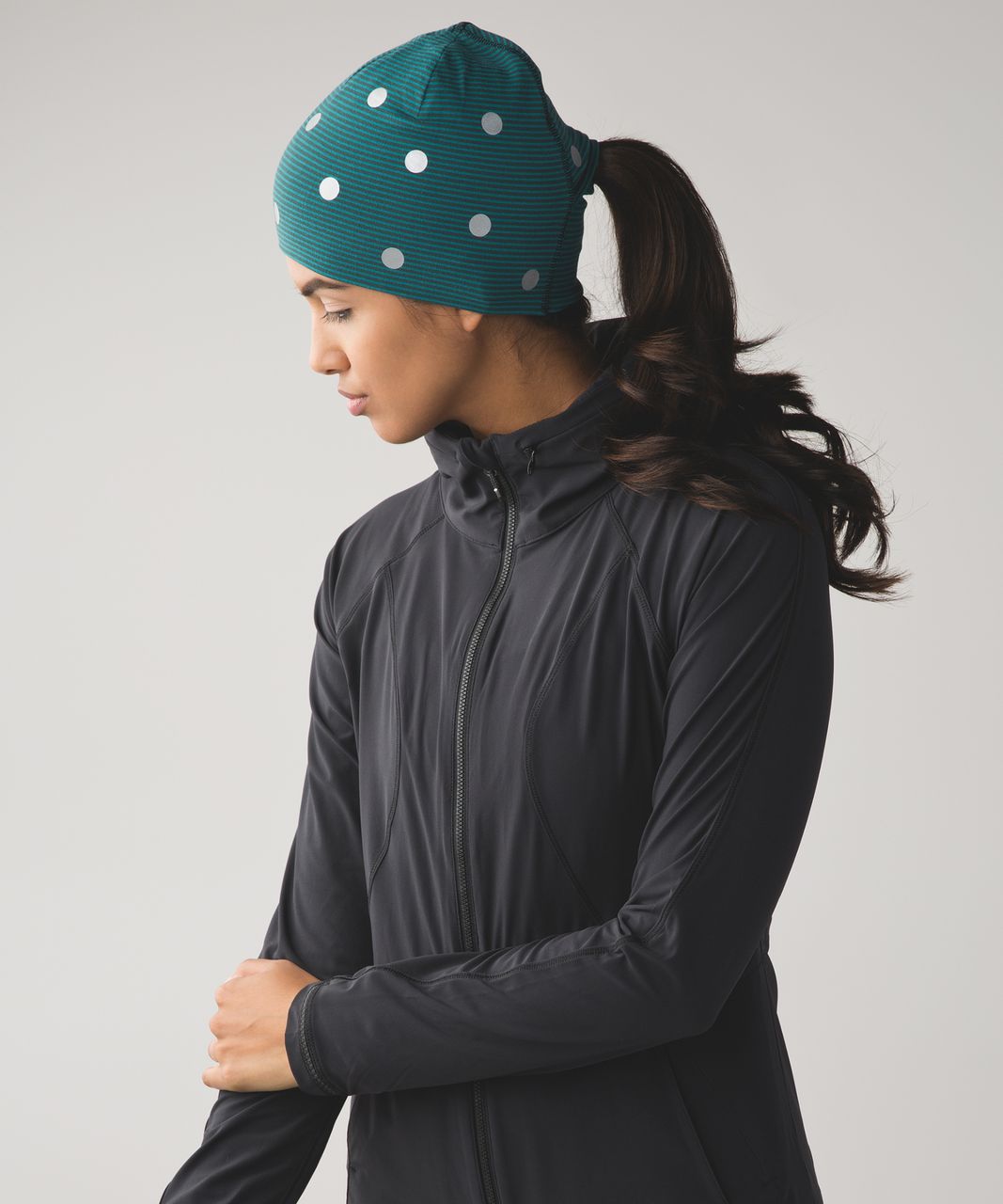 Lululemon Run And Done Toque *Reflective - Mini Pop Stripe Dark Fuel Forage Teal