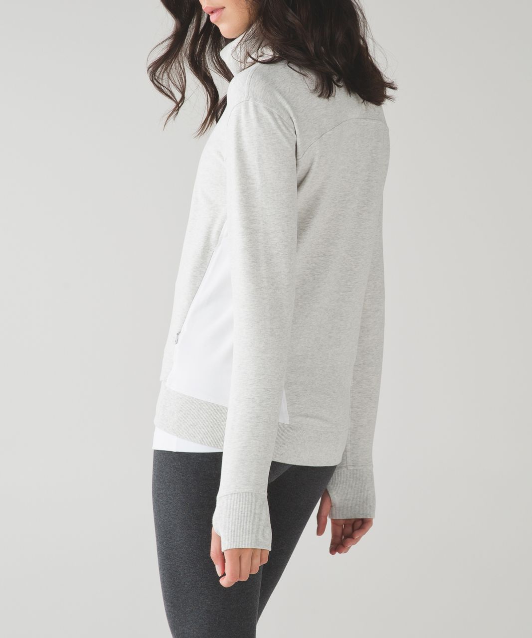 Lululemon On The Double Pullover - Heathered White / Heathered