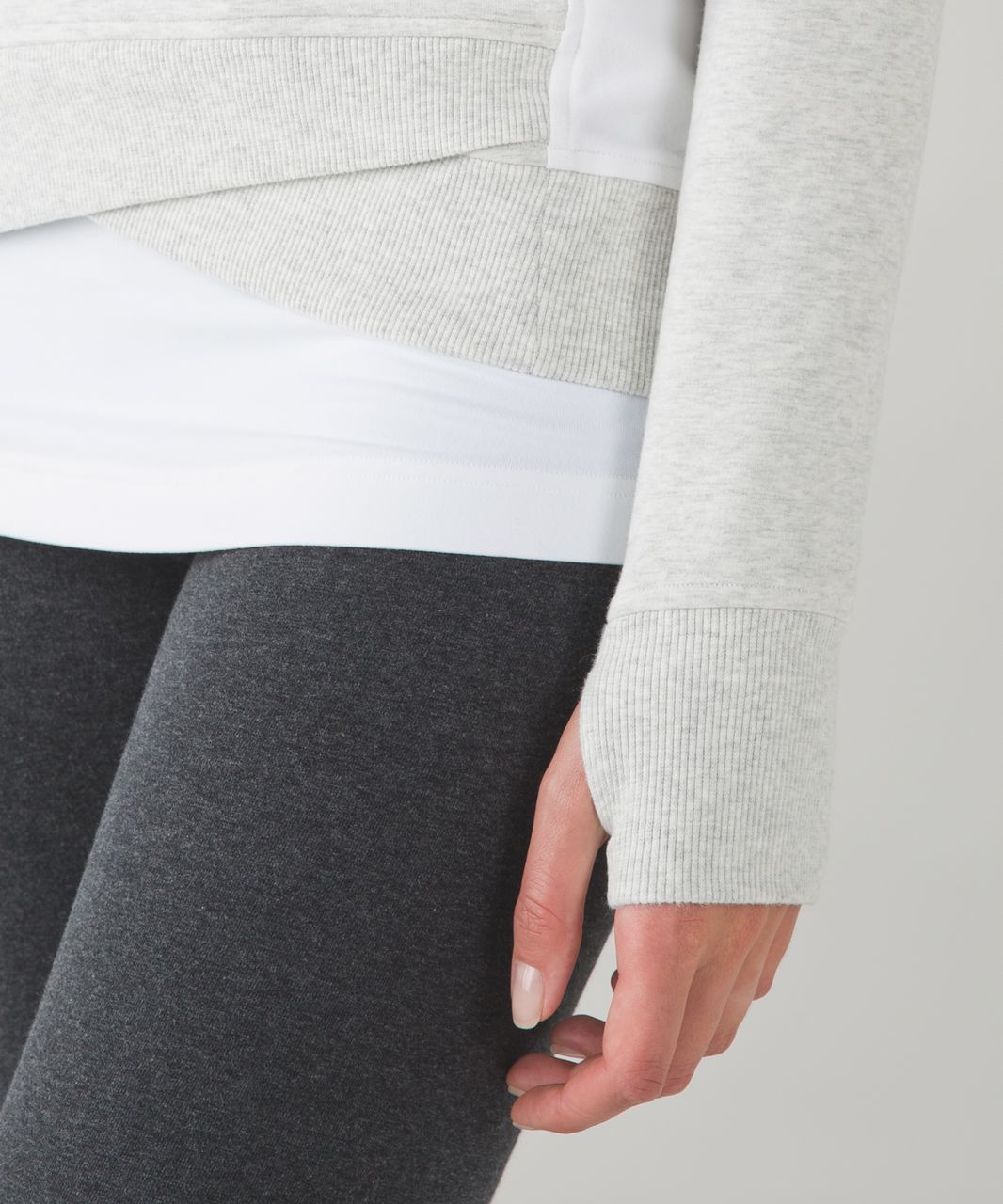 Lululemon On The Double Pullover - Heathered White / Heathered White