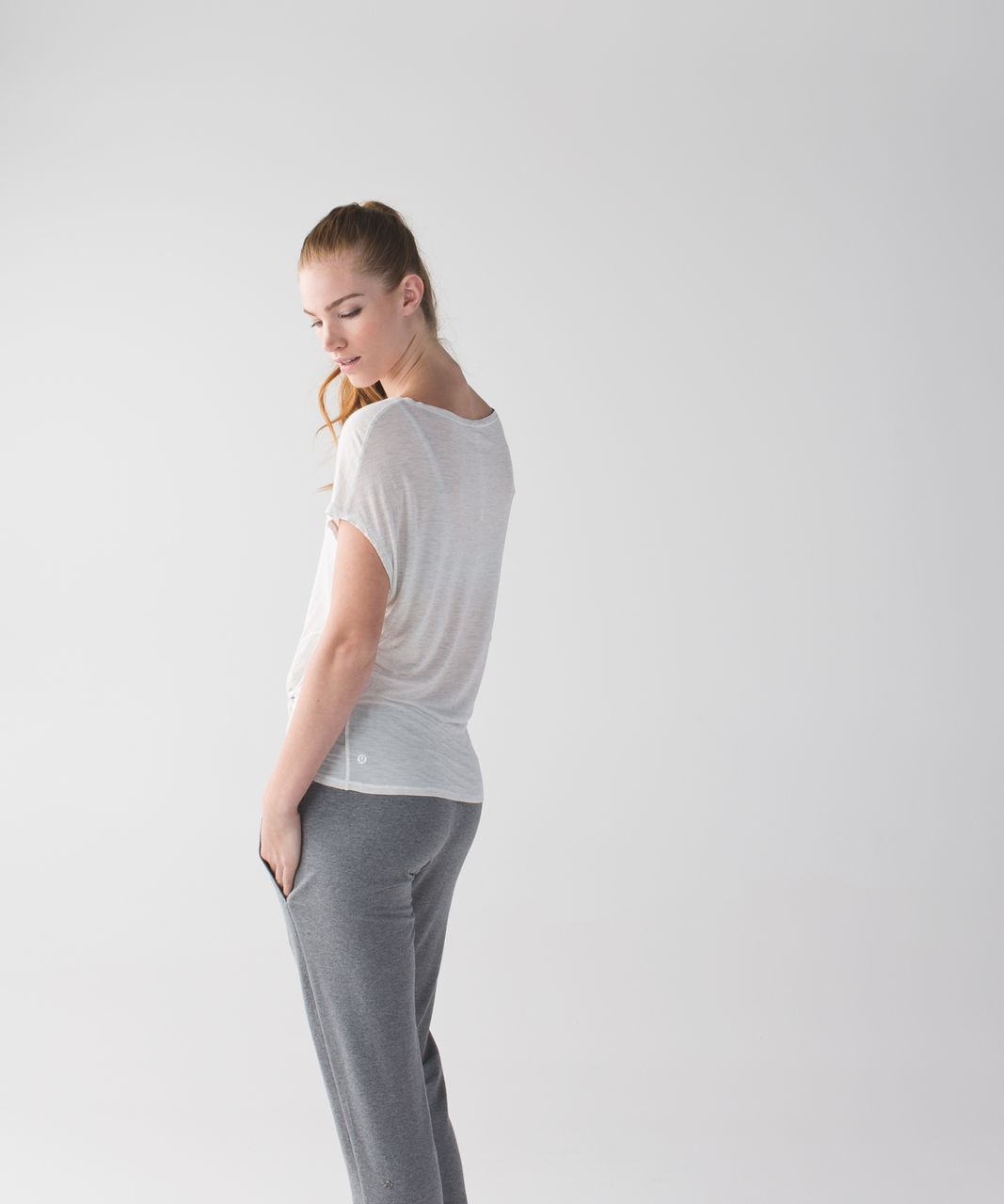 Lululemon Take It Easy Short Sleeve Tee - Heathered Mod White