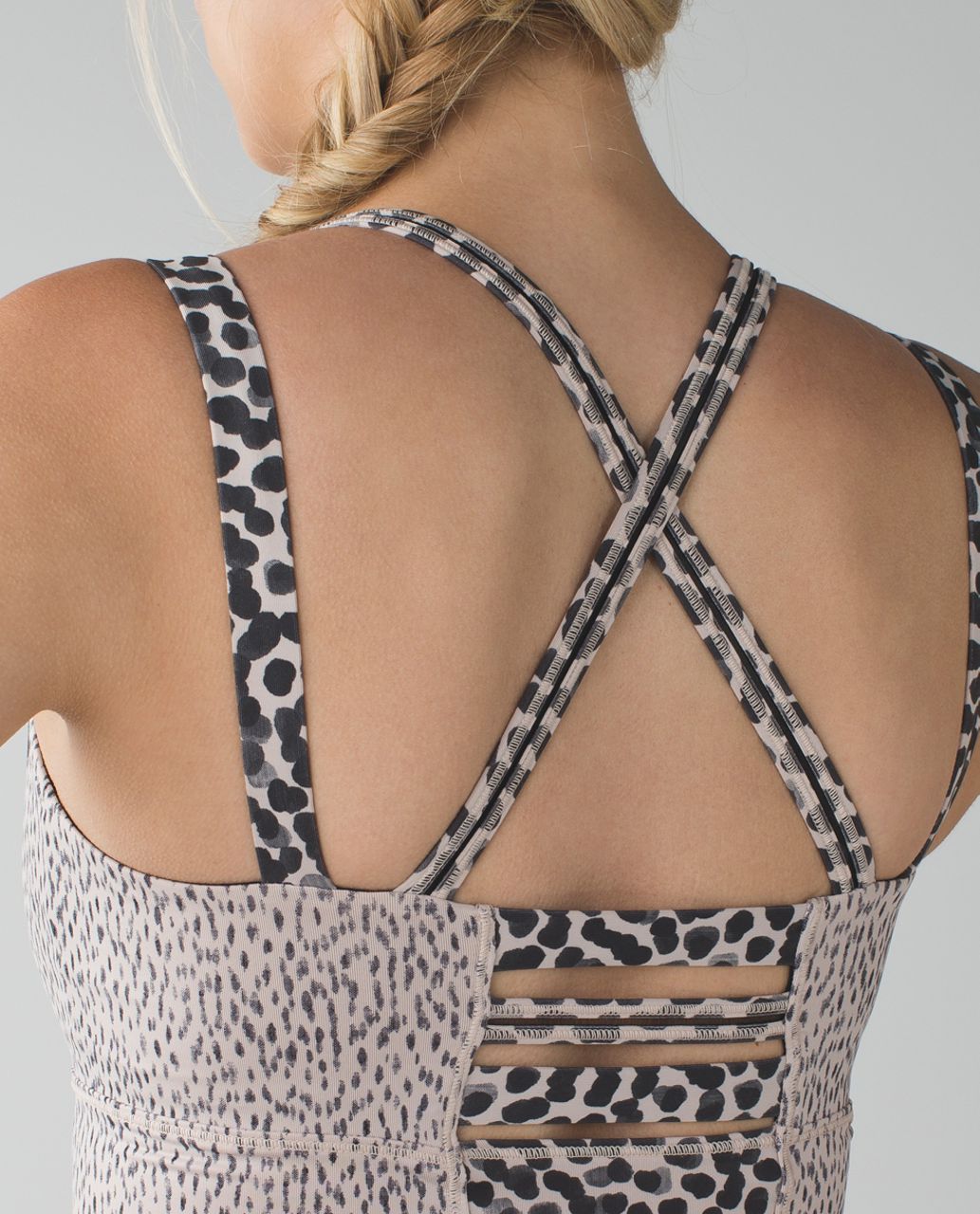 Lululemon Top 4 Brown Happy Strappy Tank Cheetah Dots Activewear Gym Womens