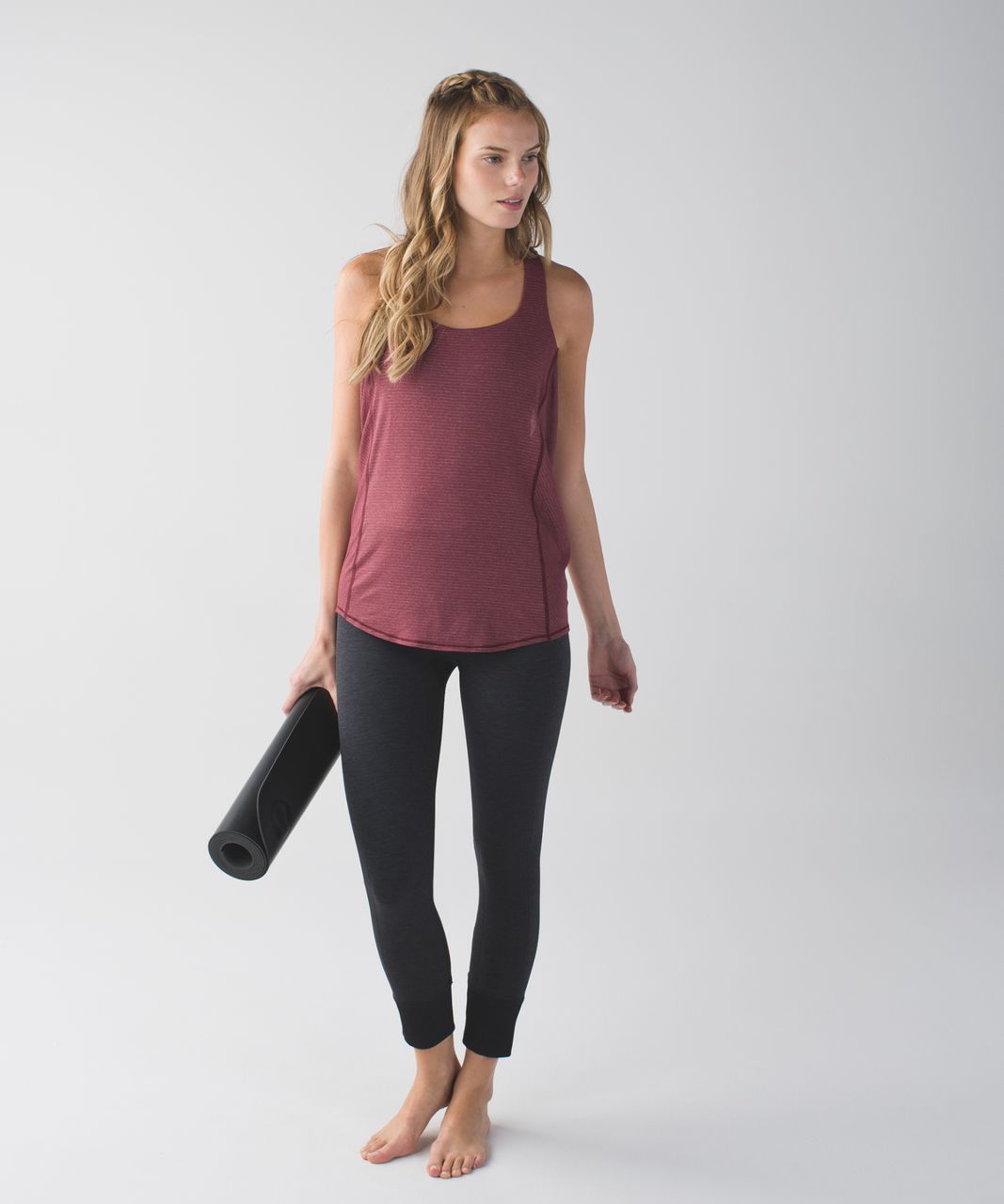 Lululemon Wild Tank - Heathered Wine Berry / Mini Pop Stripe Black Mink Berry