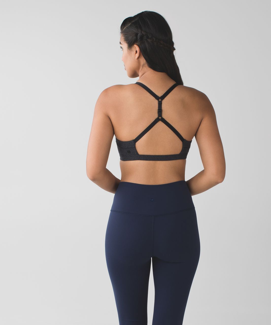 Lululemon Anahatasana Bra - Wee Stripe Heathered Dark Grey Black