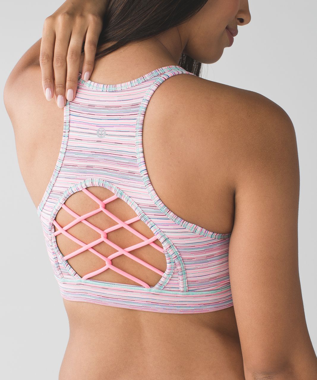 Lululemon Sweaty Or Not Bra II - Cyber Stripe Flash Light Menthol / Flash Light