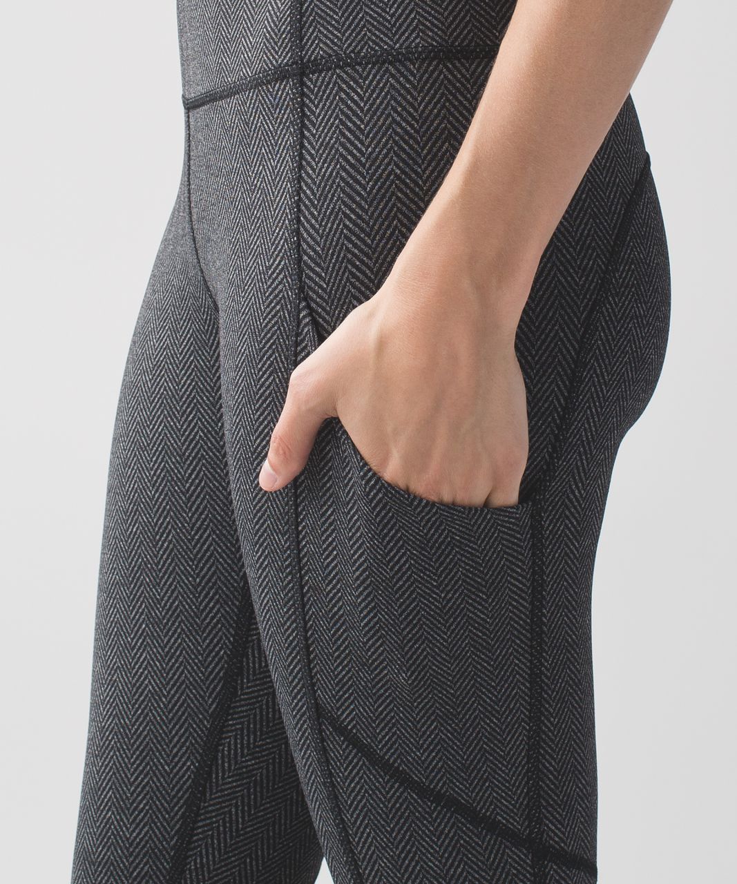 LULULEMON SPEED TIGHT IV Giant Herringbone Black Heathered Leggings Size 10  $38.88 - PicClick