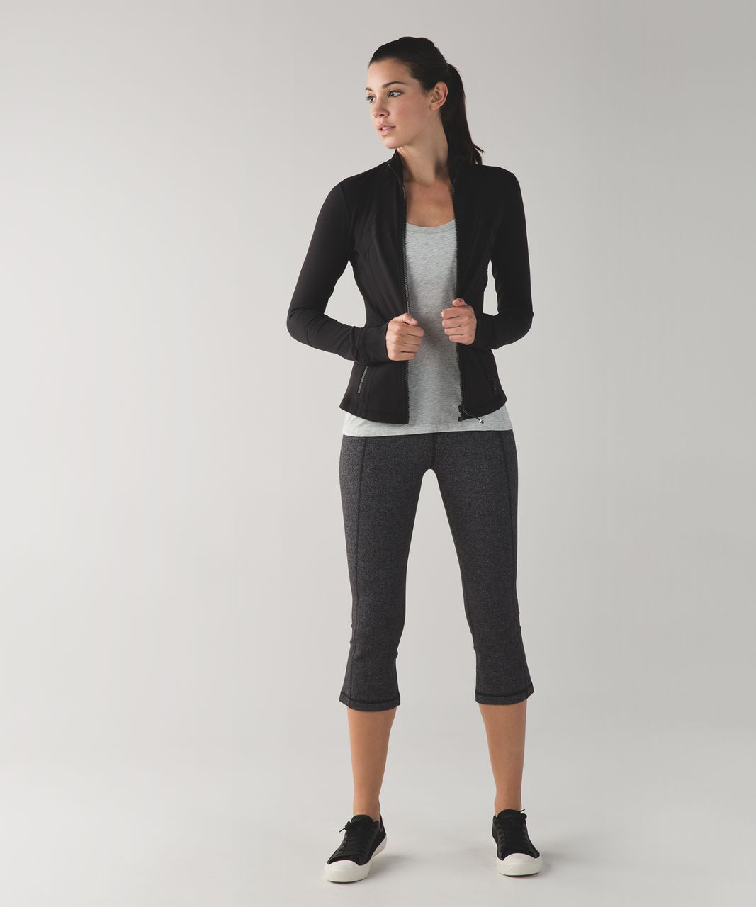 Lululemon Gather & Crow Crop II - Heathered Herringbone Heathered Black Black