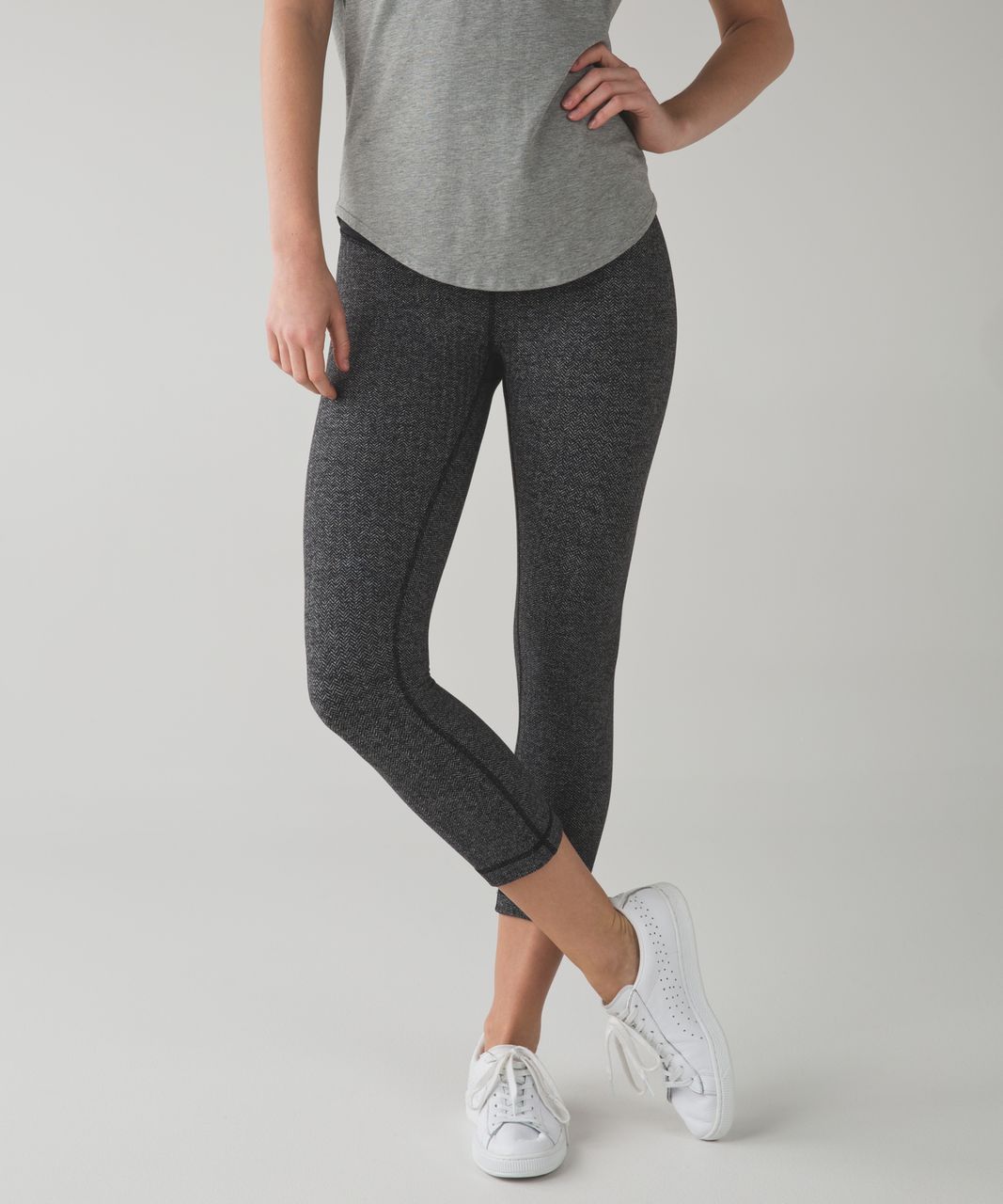 NWT Lululemon Wunder Under Pant HR Size 4 Heathered Herringbone White Slate  Gray