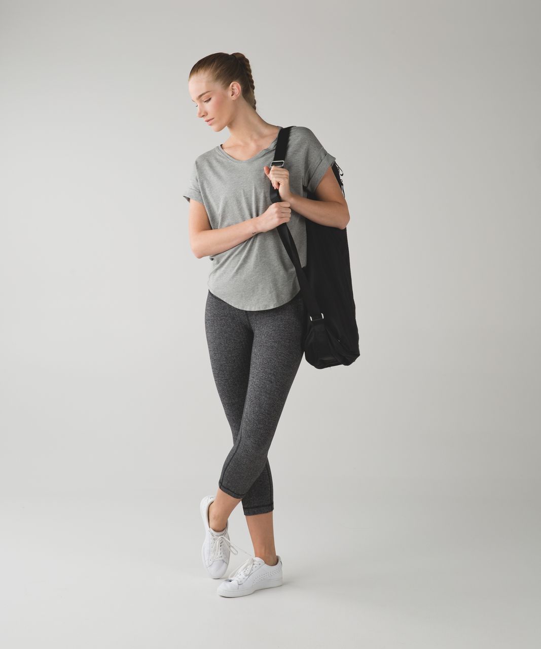 Lululemon Wunder Under Crop III - Heathered Herringbone Heathered Black Black / Fall 15 Quilt 1