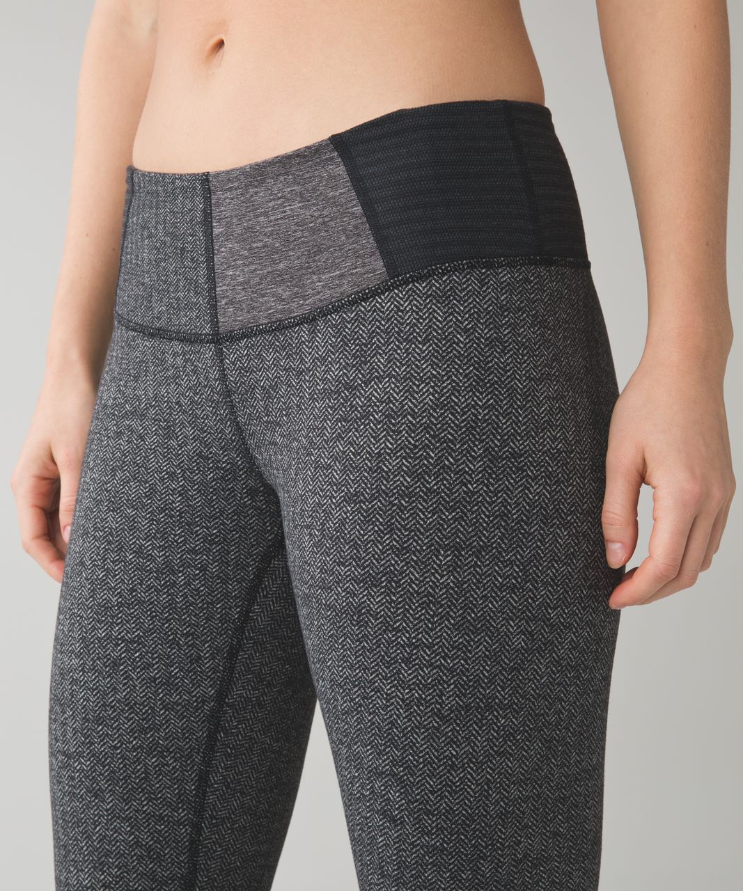 Lululemon Wunder Under Crop III - Heathered Herringbone Heathered Black  Black / Fall 15 Quilt 1 - lulu fanatics