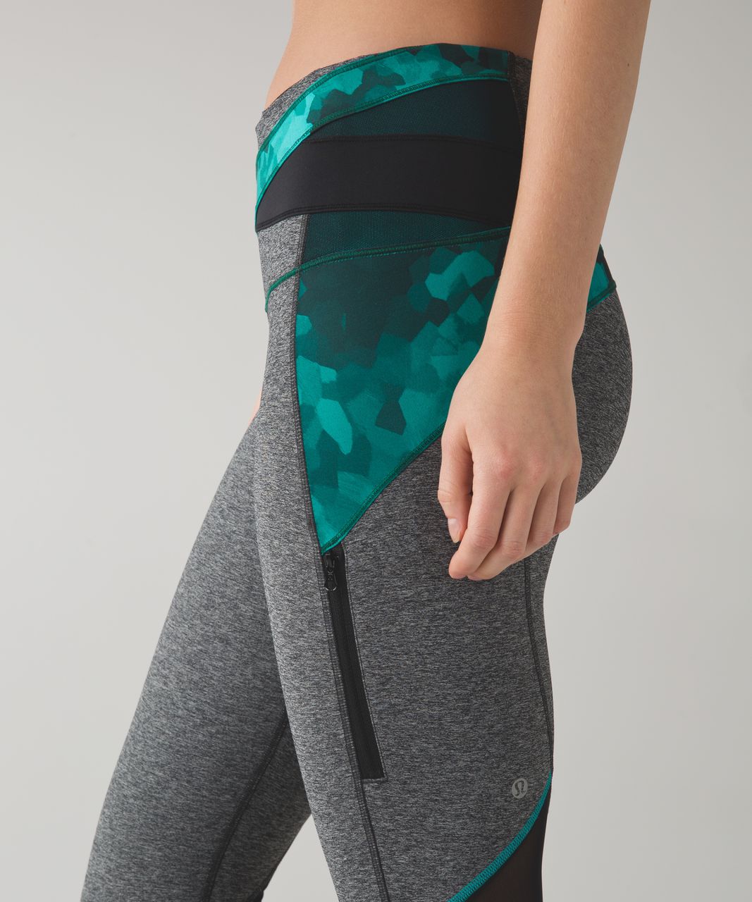 Lululemon Kris Cross Crop - Heathered Black / Clouded Dreams Cosmic Teal Multi / Black