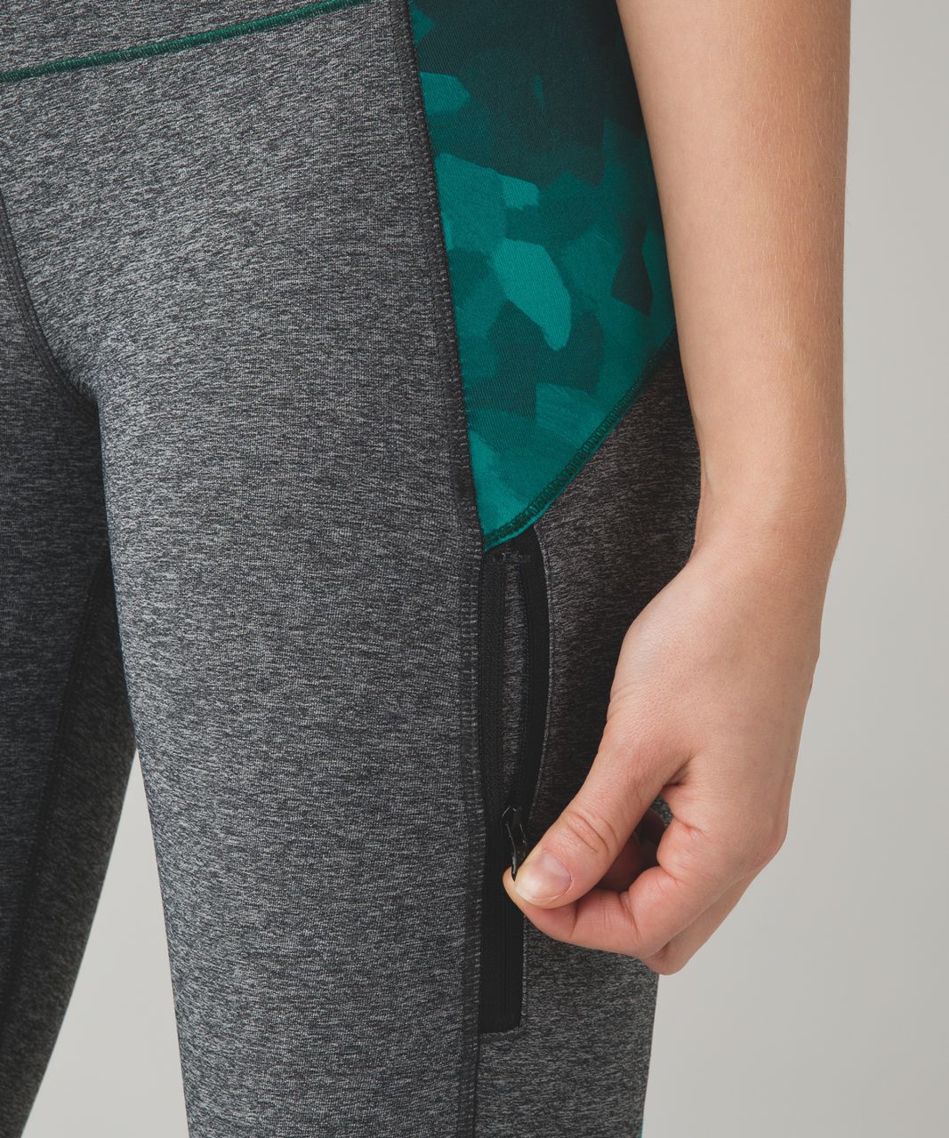 Lululemon Kris Cross Crop - Heathered Black / Clouded Dreams Cosmic Teal Multi / Black