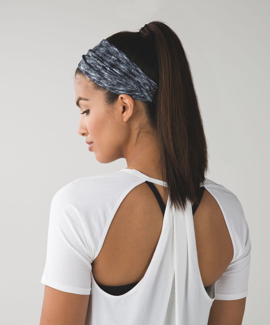 Lululemon Fringe Fighter Headband - Dramatic Static White Black / Heathered Forage Teal