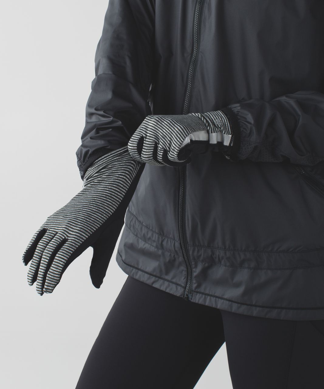 Lululemon Run With Me Gloves - Tonka Stripe Heathered Slate Gator Green / Black