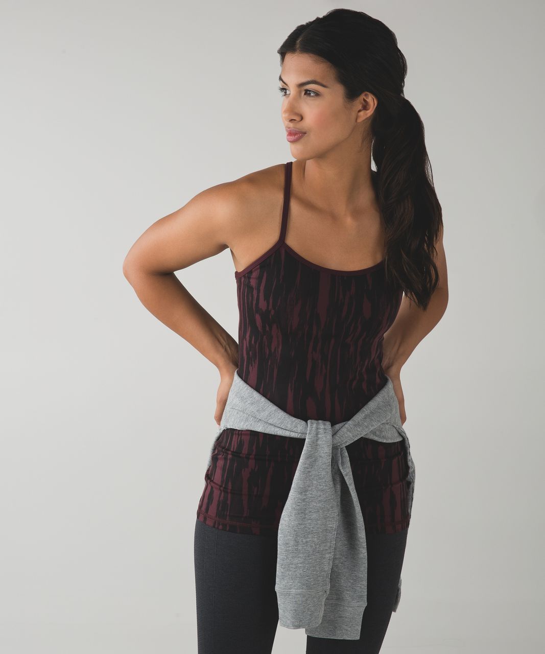 Lululemon Power Y Tank *Luon - Painted Animal Bordeaux Drama Black / Bordeaux Drama