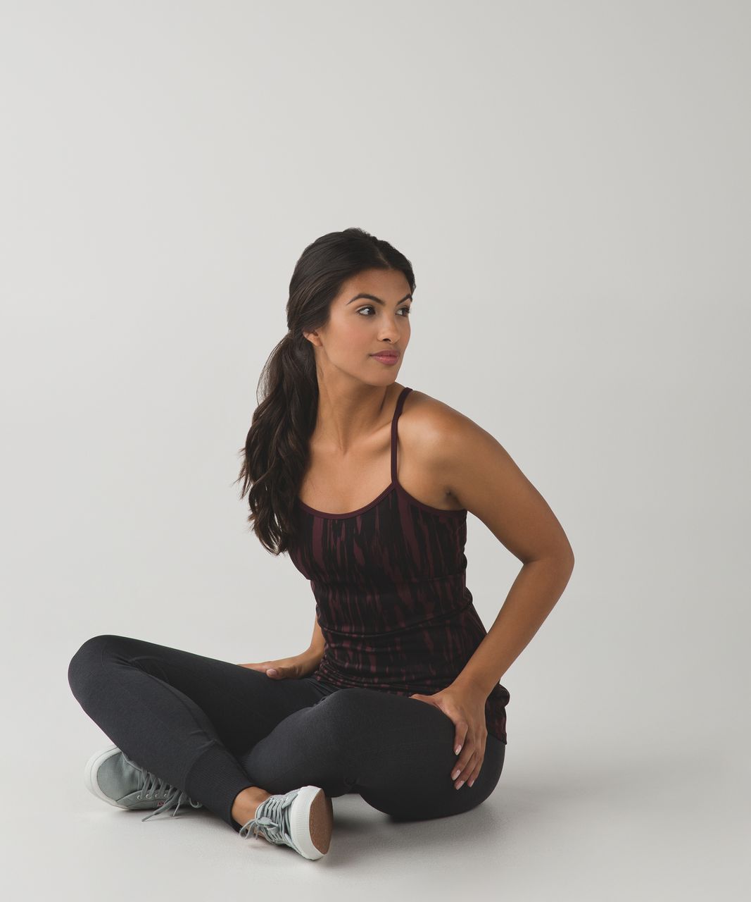 Lululemon Power Y Tank *Luon - Painted Animal Bordeaux Drama Black / Bordeaux Drama