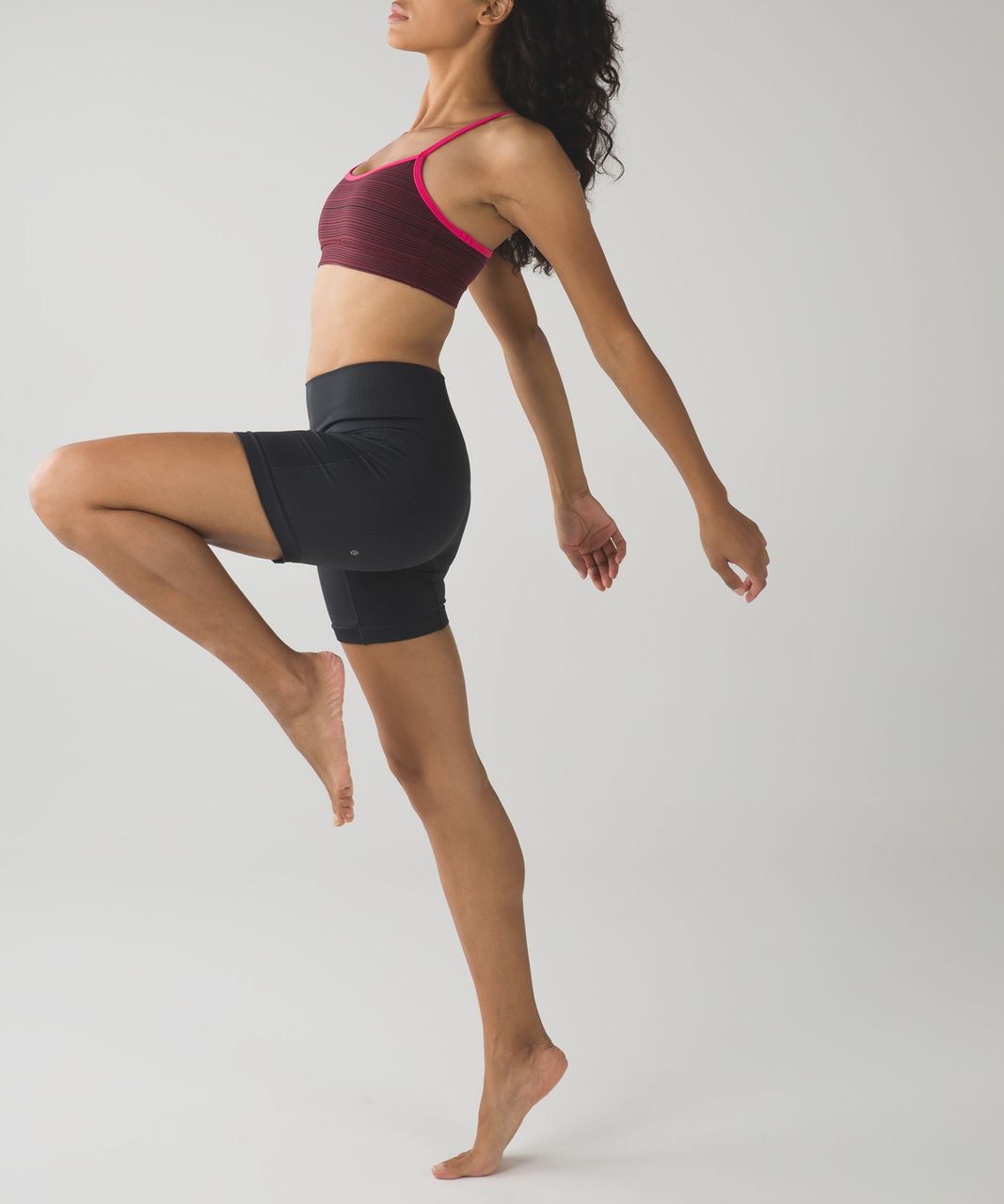 Lululemon Flow Y Bra IV - Kanto Stripe Wine Berry Black / Bon Bon