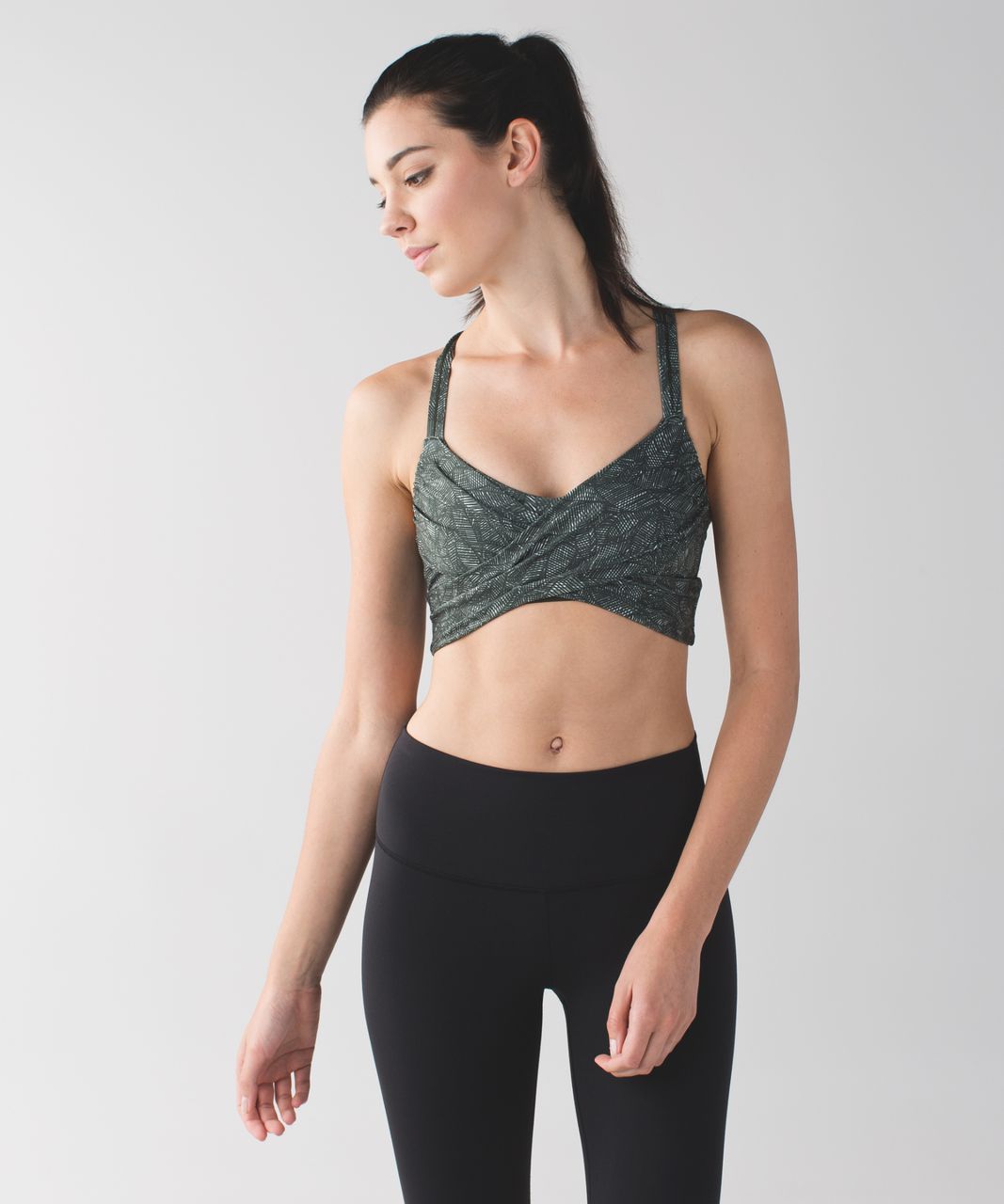 Lululemon Wrap It Up Bra - Jazzy White Gator Green / Gator Green