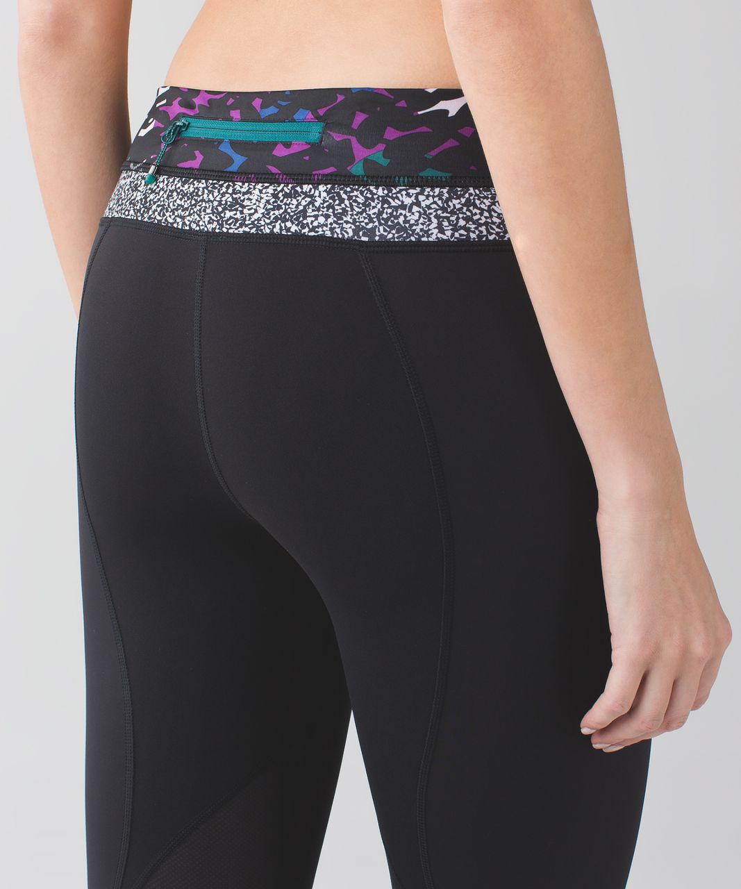 Lululemon Run:  Inspire Crop II (Mesh) - Biggie Fleur Sombre Caspian Blue Black