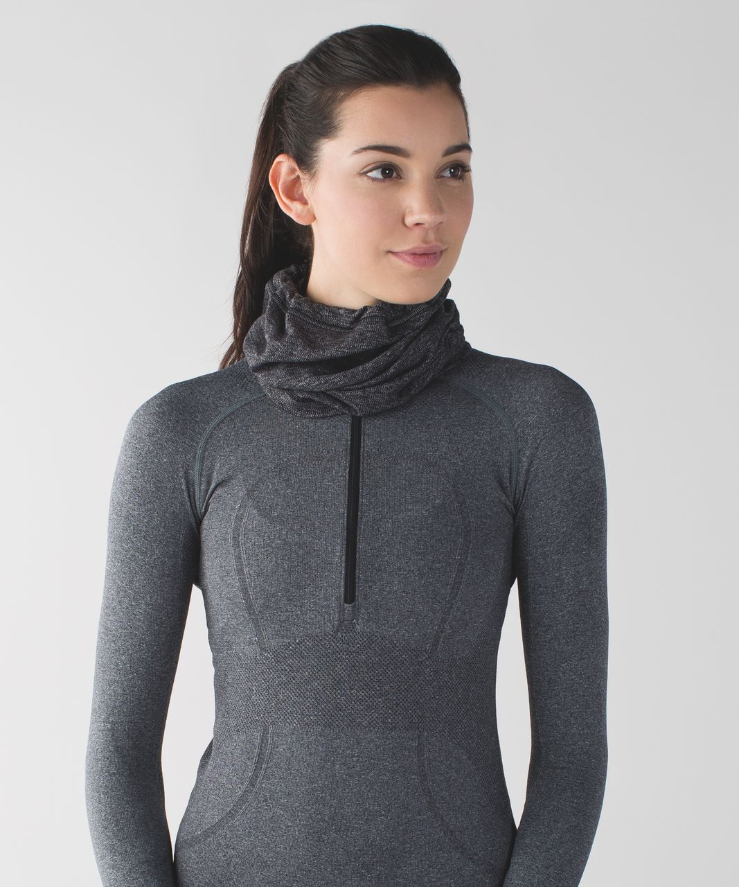 Lululemon Run Fast Neck Warmer - Mini Check Pique Black Heathered Black