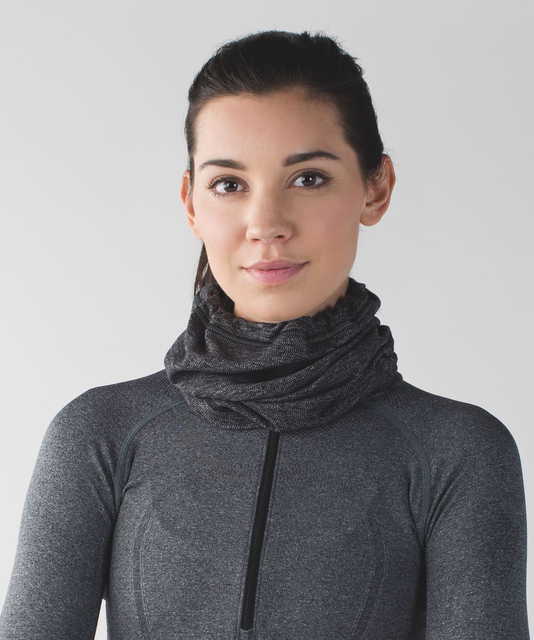 Lululemon Run Fast Neck Warmer - Mini Check Pique Black Heathered Black